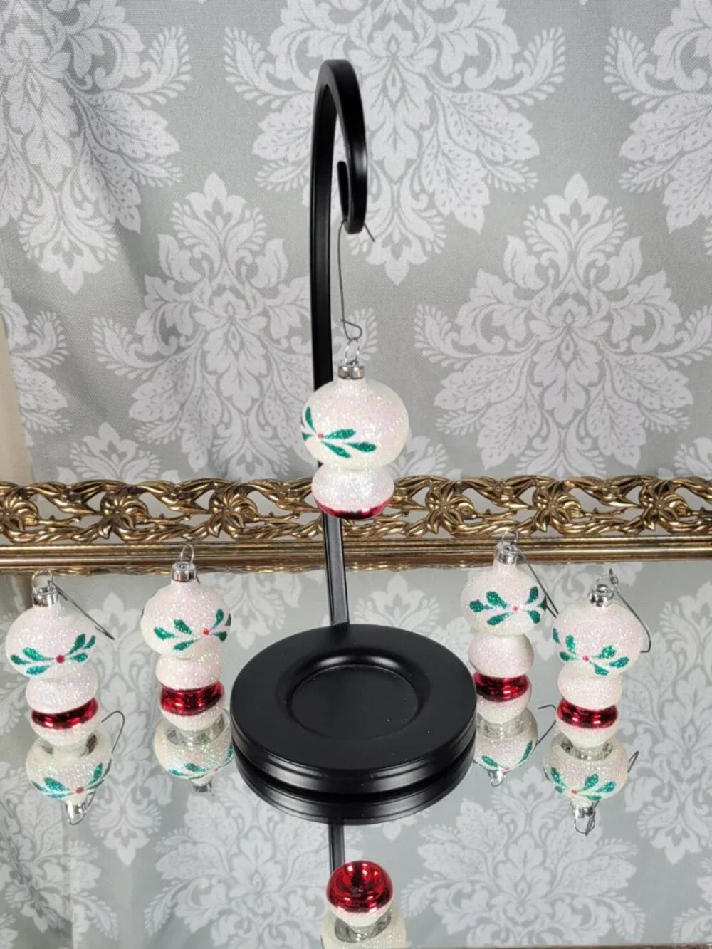 Blown Glass Mini Mushroom Glitter Christmas Ornaments - Set of 5